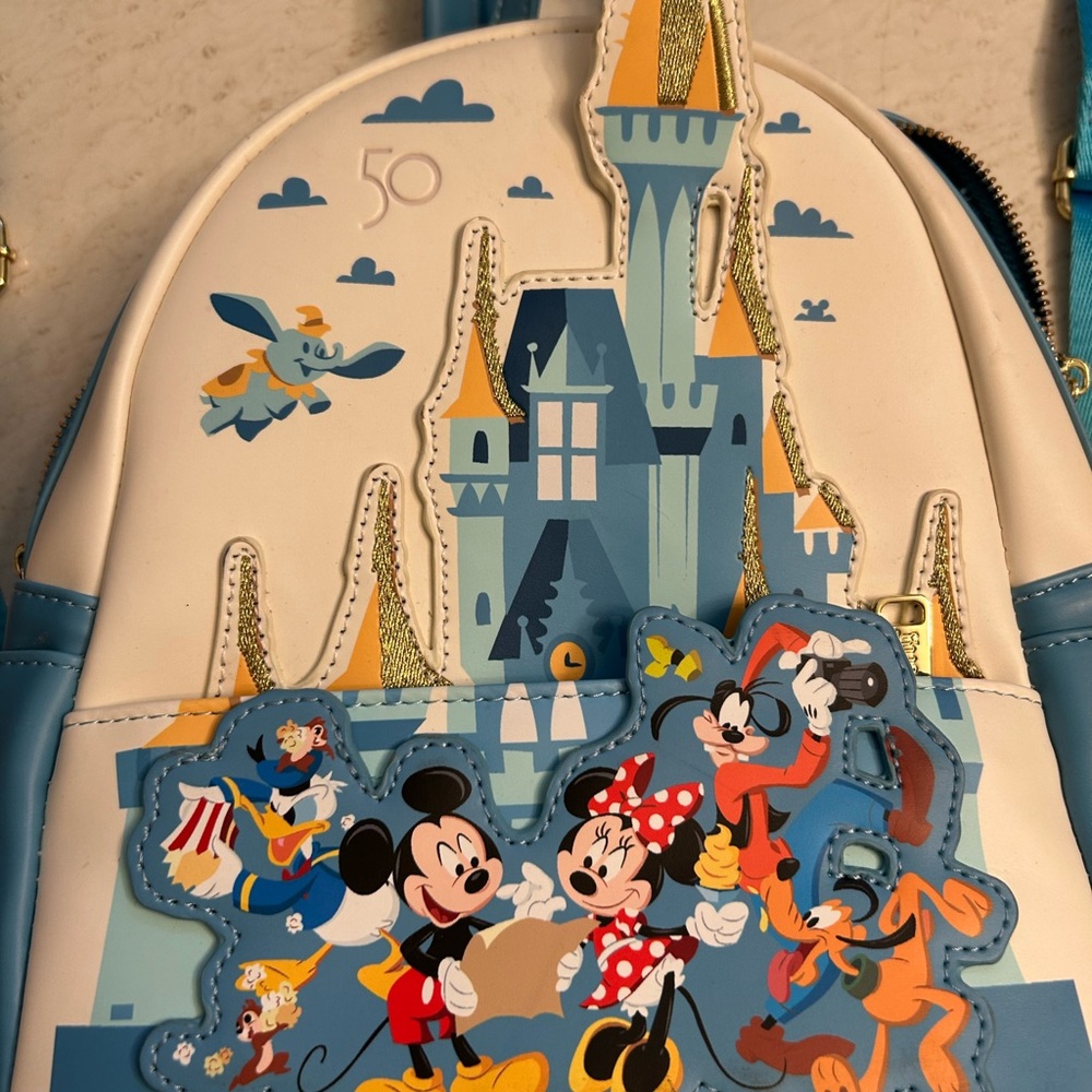 Disney World Blue and White Castle Mini Backpack - Picture 3 of 6